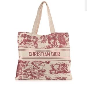 Christian Dior Diorivera Straw Tote Bag in Red and Cream